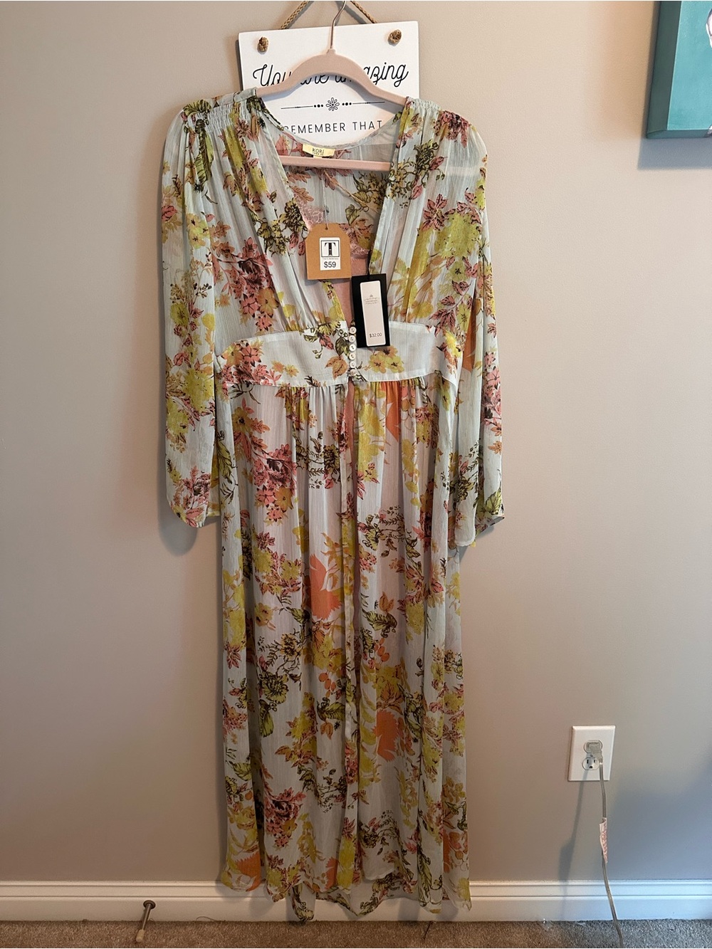 Kori Floral Duster Dress with Dusty Pink Slip